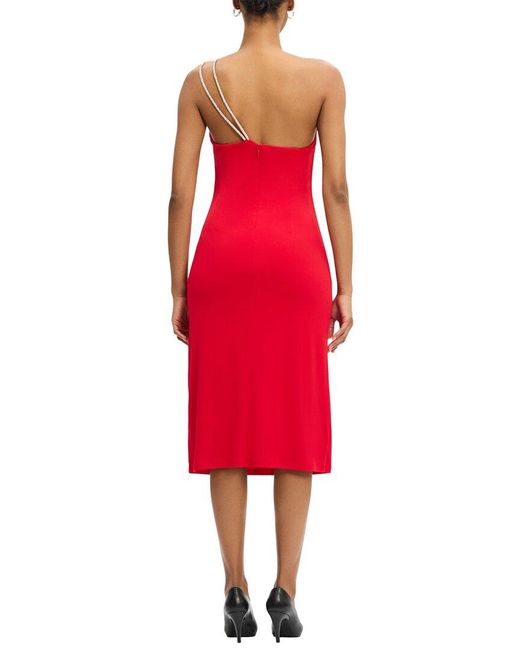Hervé Léger Red Strappy Jersey Midi Dress