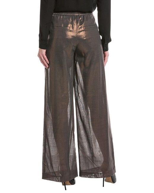 Brunello Cucinelli Gray Metallic Pull-On Wool-Blend Pant