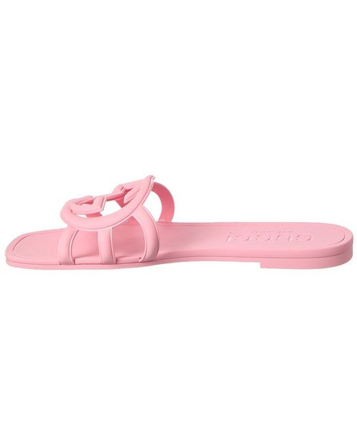 Gucci Pink Interlocking G Rubber Sandal