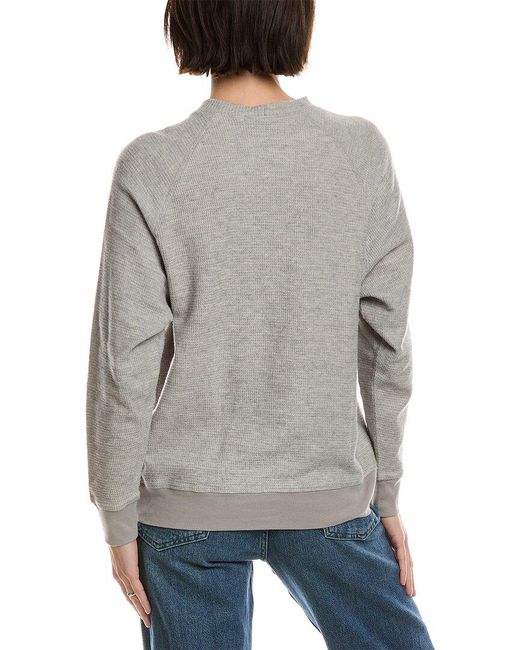 James Perse Gray Brushed Thermal Mock Neck Cashmere-Blend Top