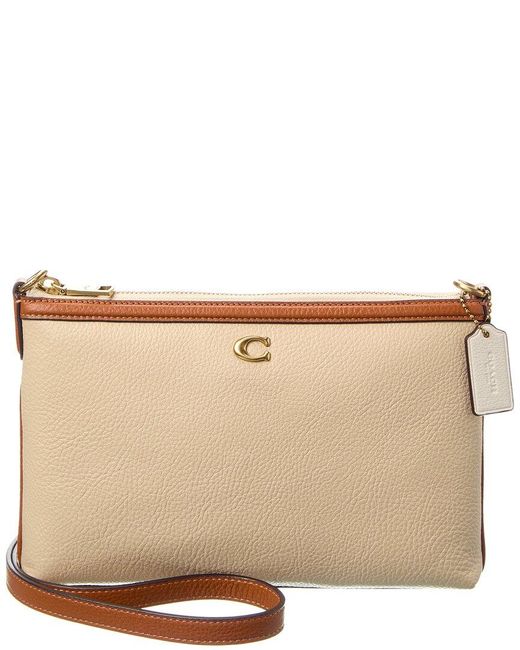 COACH Natural Colorblock Legacy Zip Top Leather Crossbody