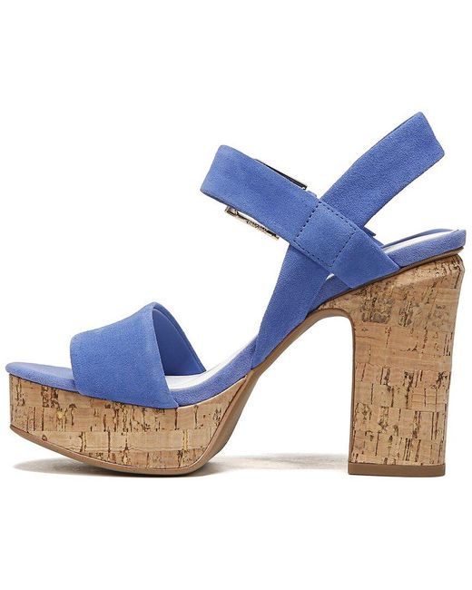 Franco Sarto Blue Scarlett Leather Ankle Strap Sandal