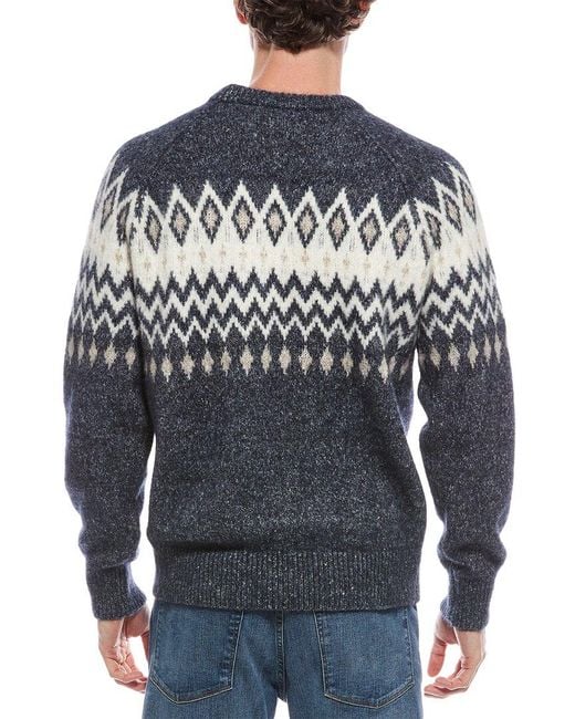 Brunello Cucinelli Blue Alpaca & Wool-blend Crewneck Sweater for men