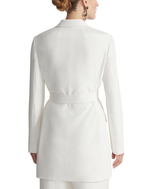 Lafayette 148 New York White Notch Lapel Silk-Blend Blazer