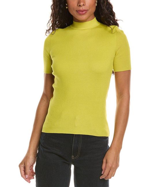 Oscar de la Renta Yellow Silk-blend Rib T-shirt