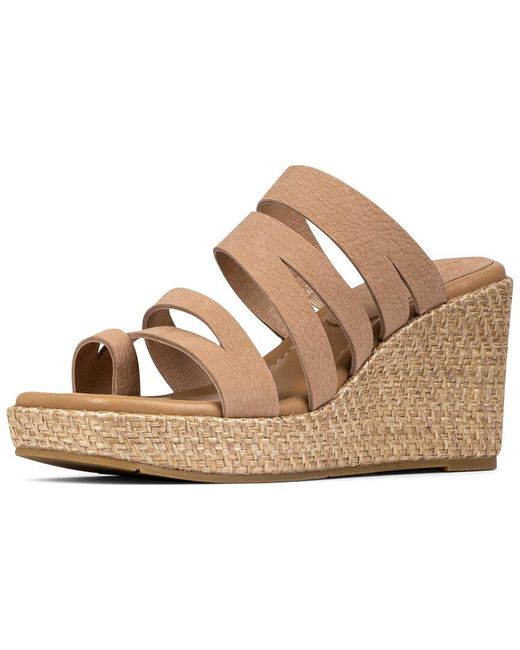 Donald J Pliner Brown Anamari Leather Wedge Sandal