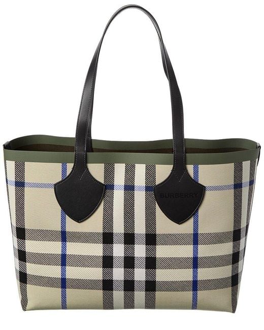 Burberry Black Check Medium Reversible Canvas & Leather Tote