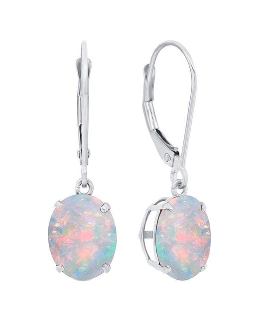 MaxColor White Silver 1.55 Ct. Tw. Lab-grown Opal Dangle Earrings