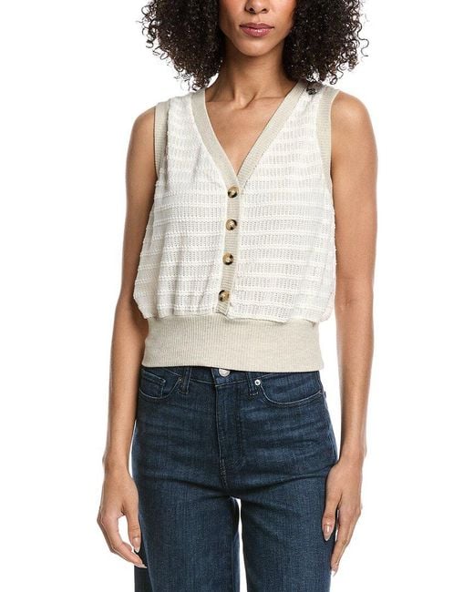 Project Social T Blue Ingrid Button Front Textured Tank Top