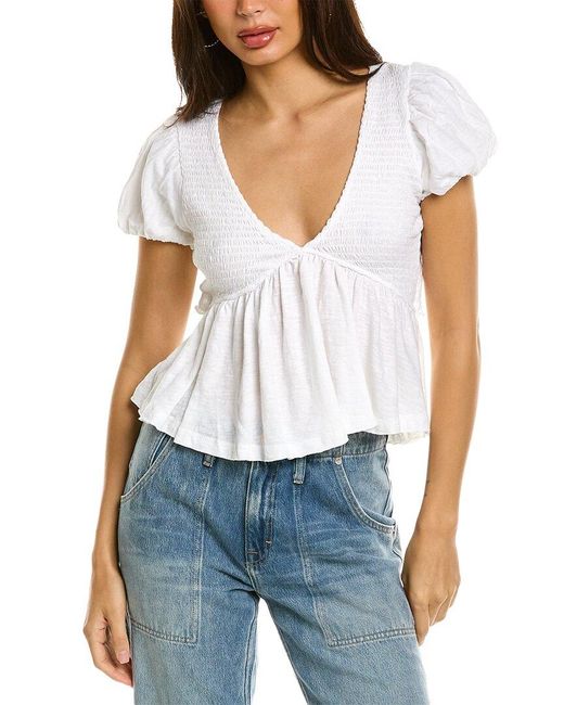Free People White Charlotte Top