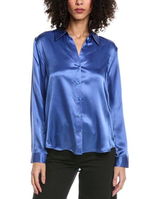 L'Agence Blue Tyler Silk Blouse