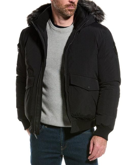 Pajar Black Anderson Mixed Media Bomber Jacket for men
