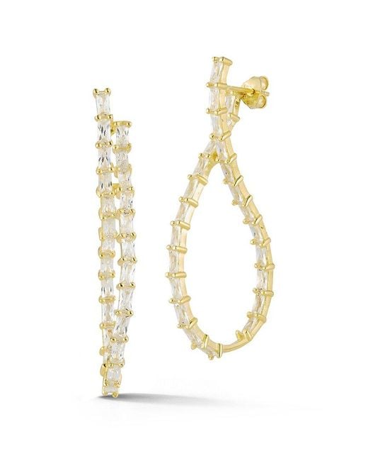 Glaze Jewelry Metallic 14k Over Silver Cz Baguette Hoop Earrings
