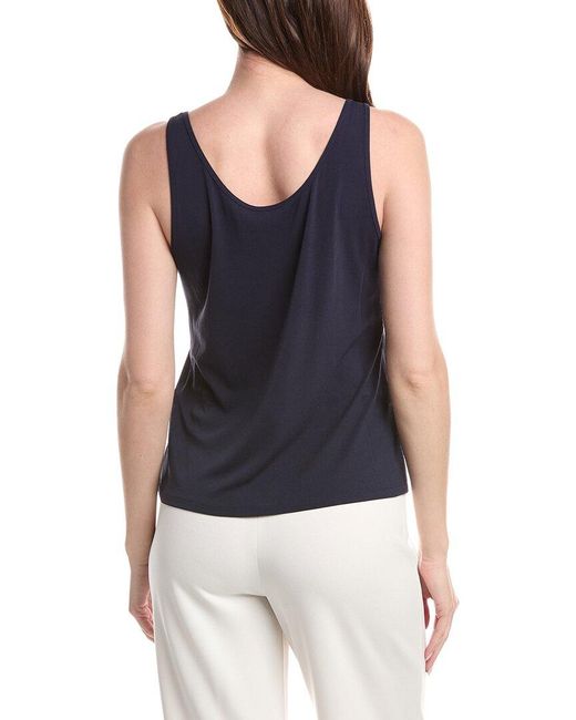 Eileen Fisher Blue Silk Scoop Neck Slim Tank