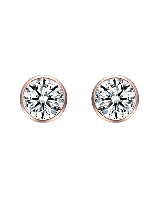 Genevive Jewelry White 18k Rose Gold Vermeil Cz Studs