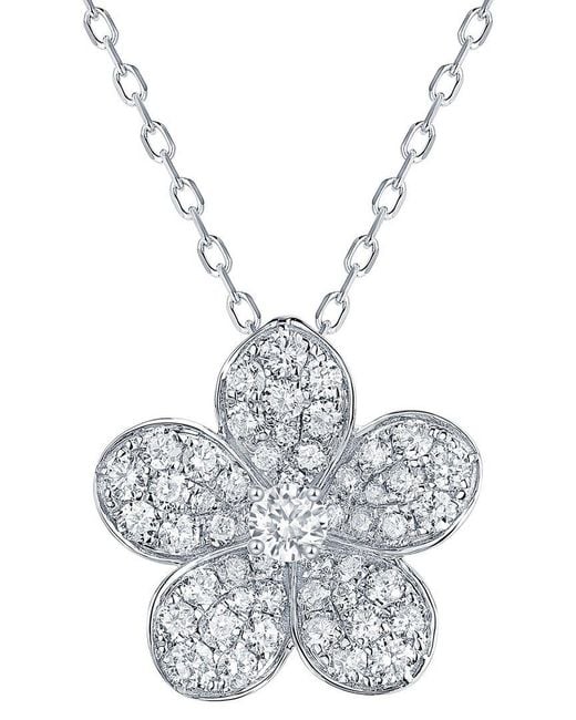 Sabrina Designs Metallic 14K 0.83 Ct. Tw. Diamond Flower Necklace