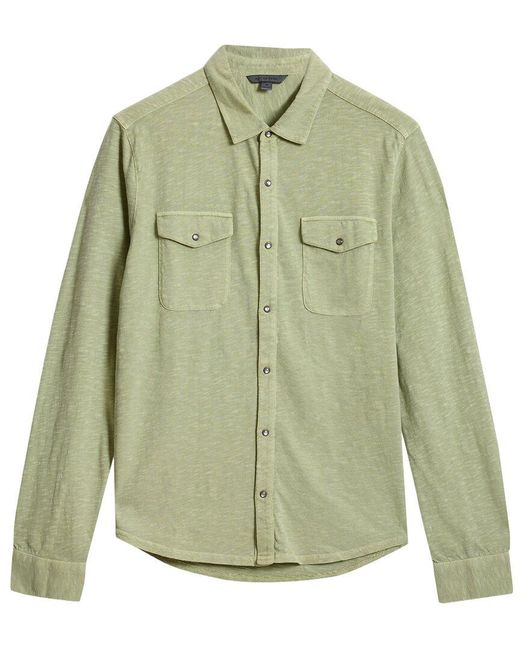 John Varvatos Green Arvon Knit Western Shirt for men