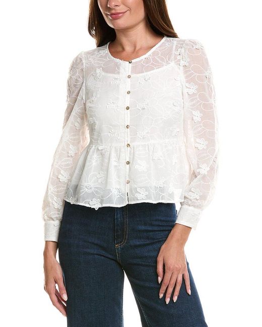 Nanette Lepore White Long Sleeve Top