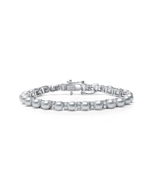 Genevive Jewelry White Silver 2-5mm Pearl Bracelet Bracelet