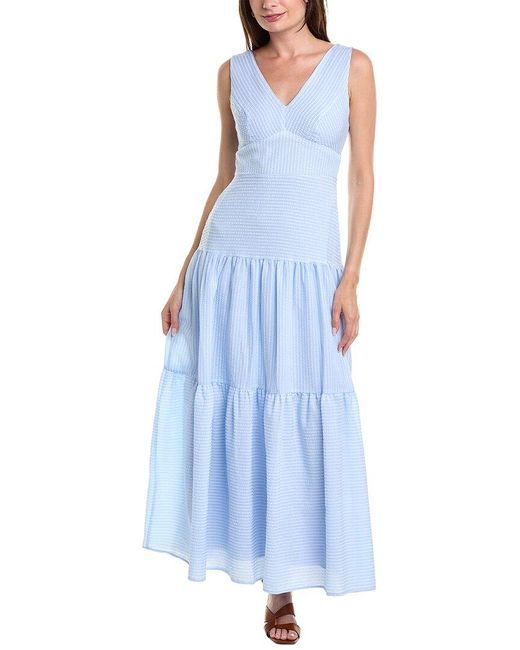 Taylor Blue Seersucker Maxi Dress