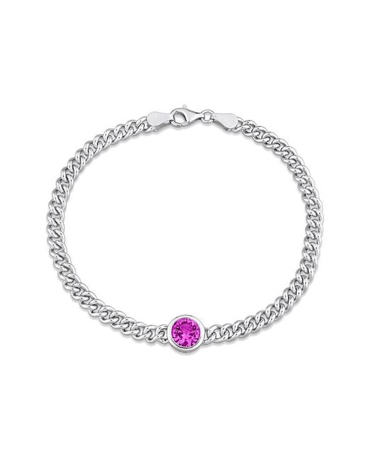 Rina Limor Metallic Silver 1.61 Ct. Tw. Created Pink Sapphire Bracelet