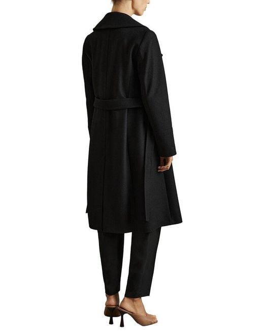Reiss Black Petite Rae Mid Length Belted Wool & Cashmere-Blend Coat