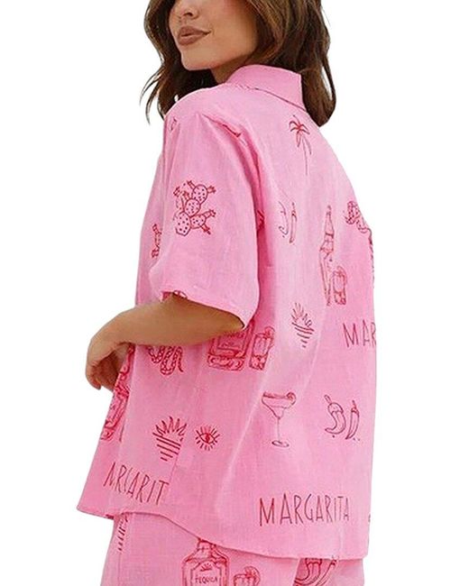 AMINA GLAM Pink 2Pc Shirt & Short Set