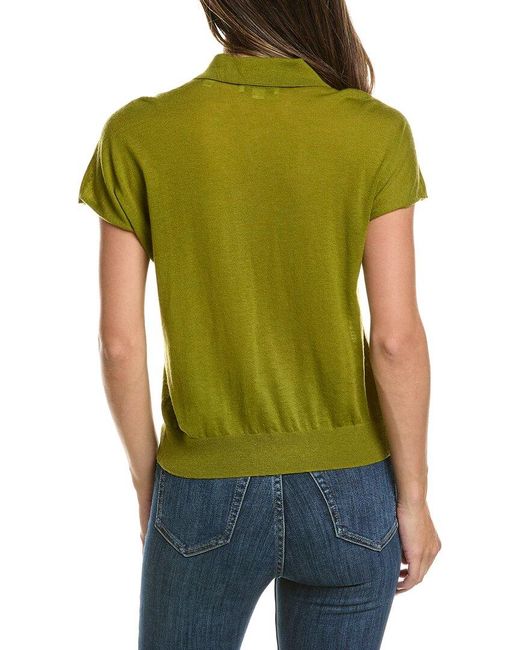 Vince Green Wool-Blend Knit Polo Shirt