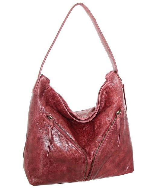 Nino Bossi Red Emily Hand-Dyed Vintage Leather Hobo Bag