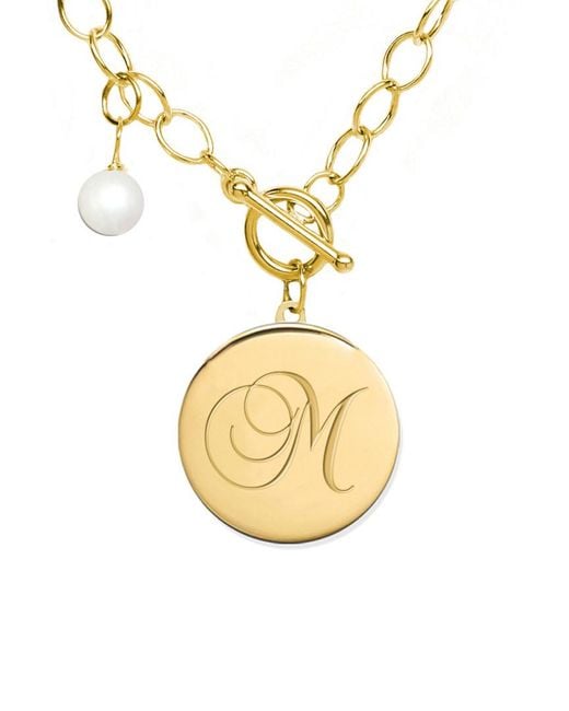 Jane Basch Metallic 22k Over Silver 6-8mm Pearl A-z Initial Toggle Necklace (a-z)