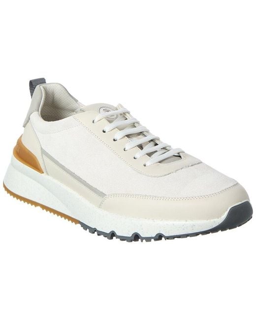 Brunello Cucinelli White Suede Sneaker for men