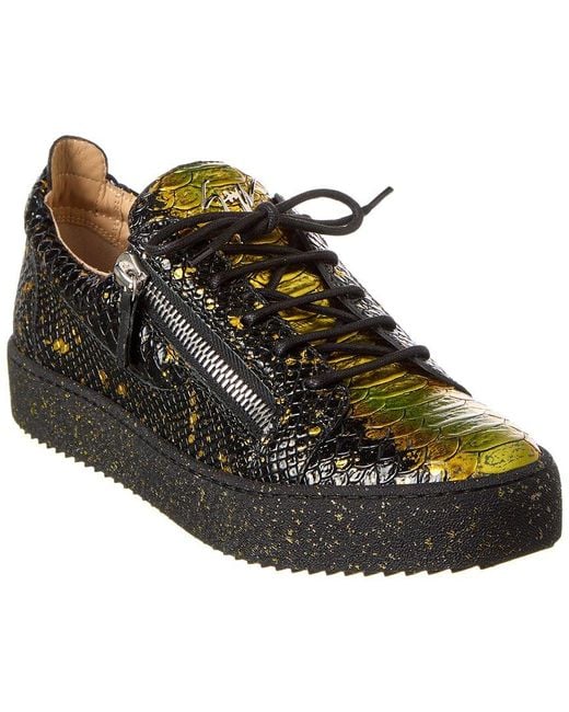 Giuseppe Zanotti May London Croc embossed Leather Sneaker in Black