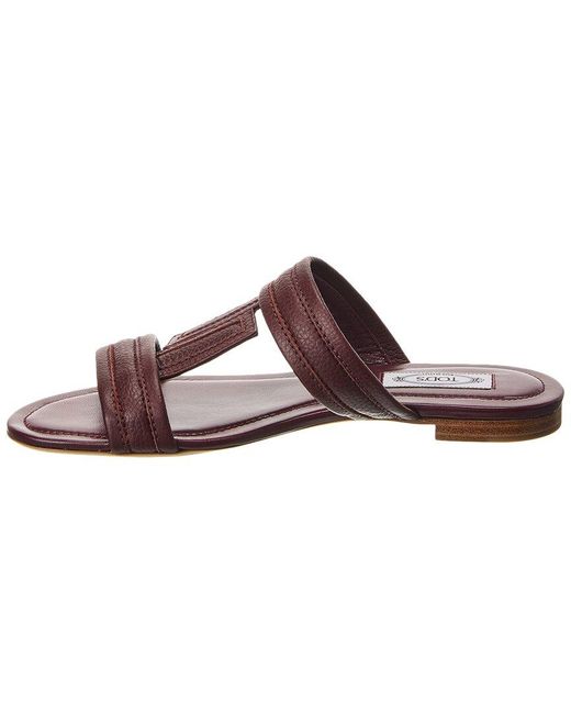 Tod's Brown Double T Strap Leather Sandal