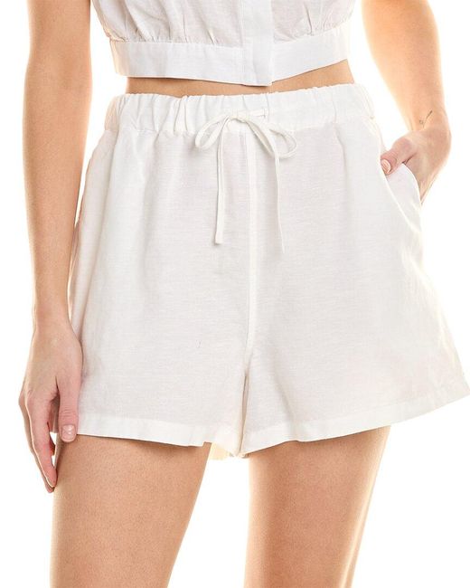 Onia White Air Linen-blend Elastic Drawstring Short