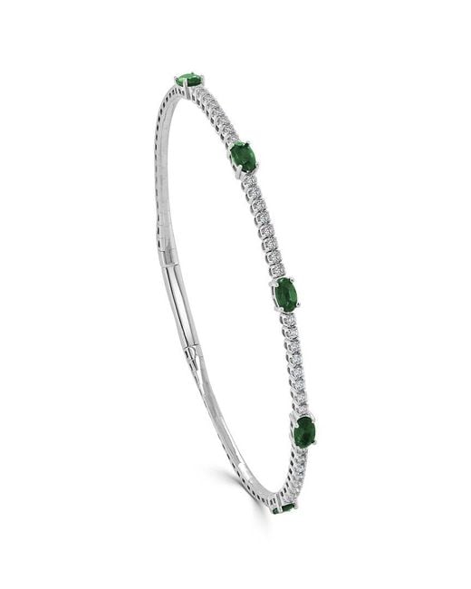 Sabrina Designs White 14k 1.53 Ct. Tw. Diamond & Emerald Station Bangle Bracelet