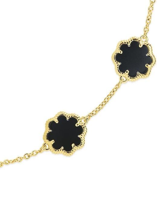 Sterling Forever Metallic 14k Plated Black Onyx Station Bracelet