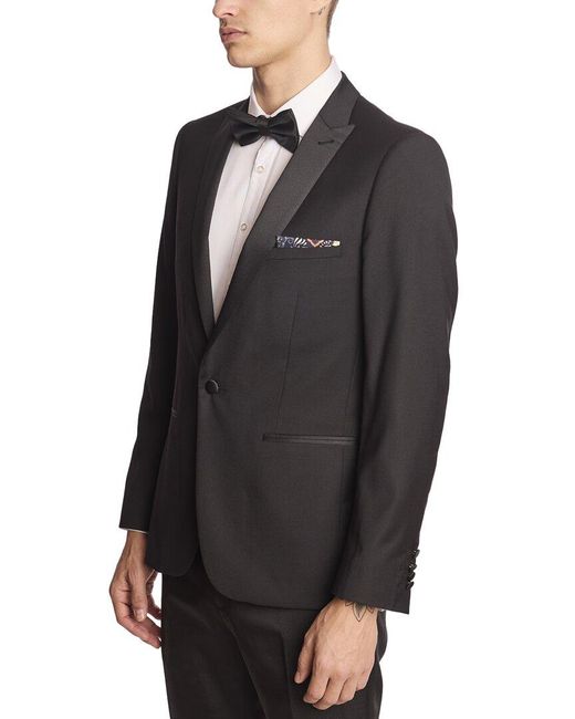 Paisley & Gray Black Grosvenor Peak Slim Fit Tux Jacket for men
