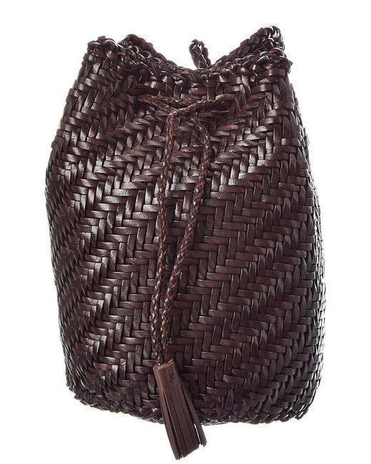 Dragon Diffusion Purple Pompom Double Jump Leather Bucket Bag