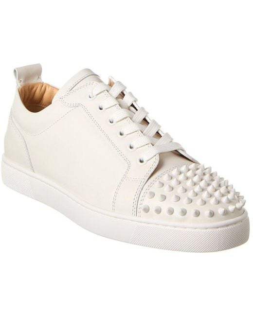 Christian Louboutin White Louis Junior Spikes Leather Sneaker for men
