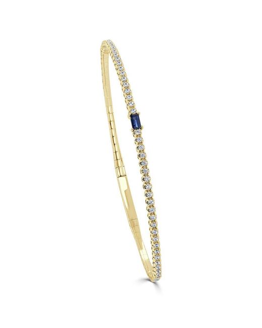 Sabrina Designs Metallic 14k 0.54 Ct. Tw. Diamond & Sapphire Baguette Bangle Bracelet