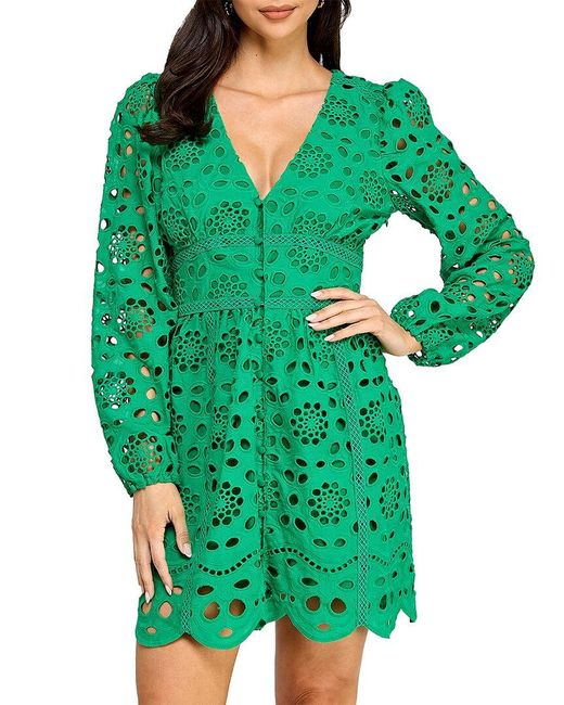 LAYERED WITH LOVE Green Eyelet V-Neck Dress