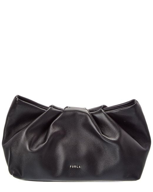 Furla Black Delia Mini Leather Clutch