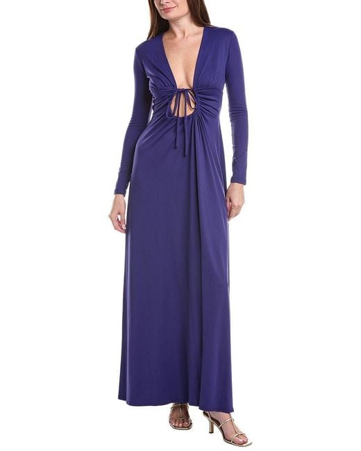 Susana Monaco Purple Center Gathered Tie Dress