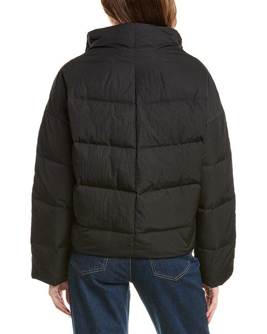 Theory Offset Puffer Coat in Black Lyst UK