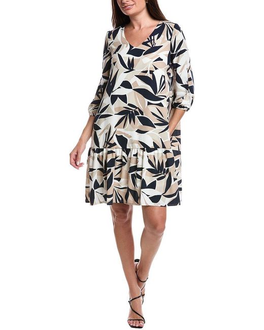 Joseph Ribkoff White Ruffle Hem Shift Dress