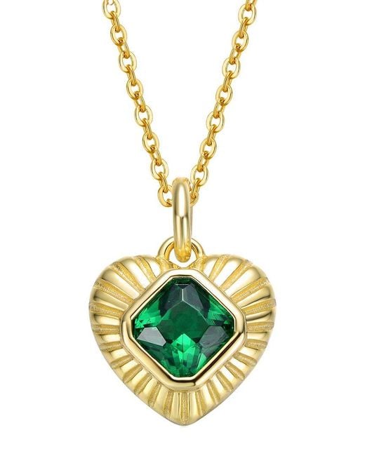 Genevive Jewelry Metallic 14k Over Silver Heart Necklace