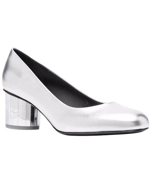 Ferragamo White Farrah Slip-On Leather Pump