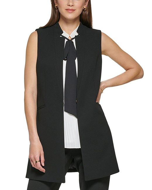 DKNY Black Sleeveless Lapel Vest