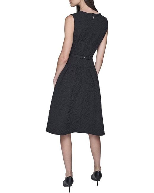 Karl Lagerfeld Black Floral Stretch Jacquard Dress