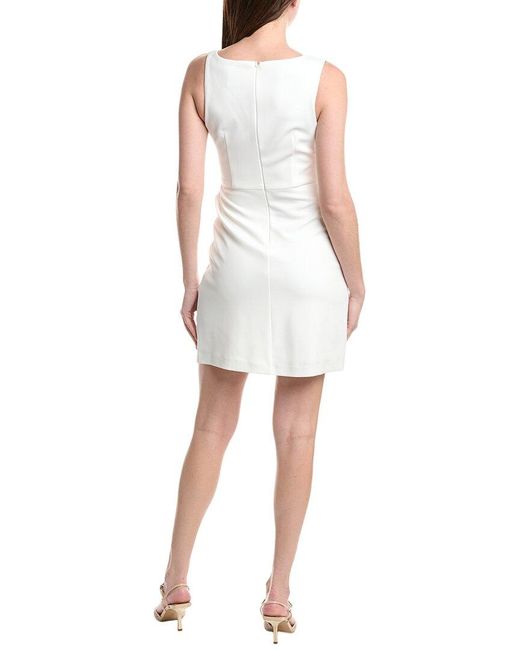 Adrianna Papell Blue Asymmetrical Bow Sheath Dress